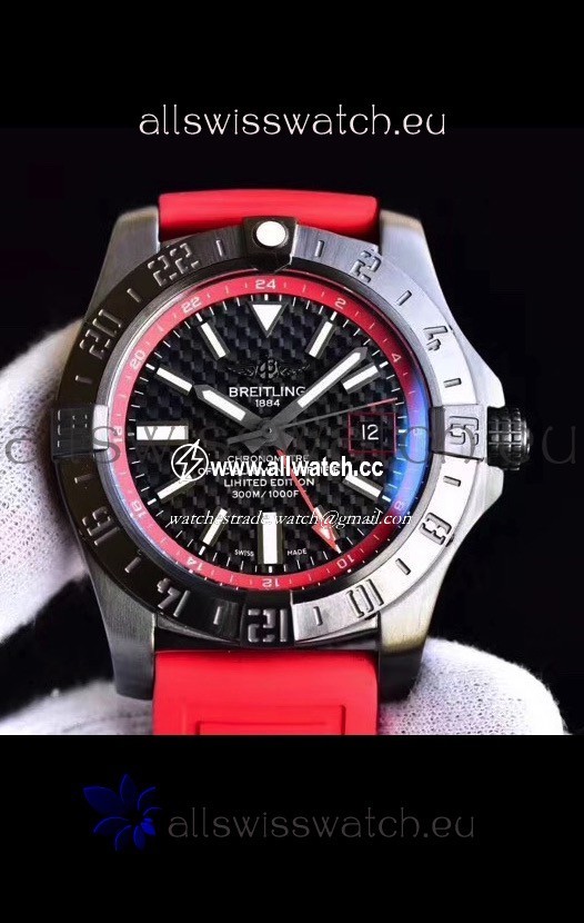 Breitling Chronometre GMT Carbon Dial with Rubber Strap 1:1 Mirror