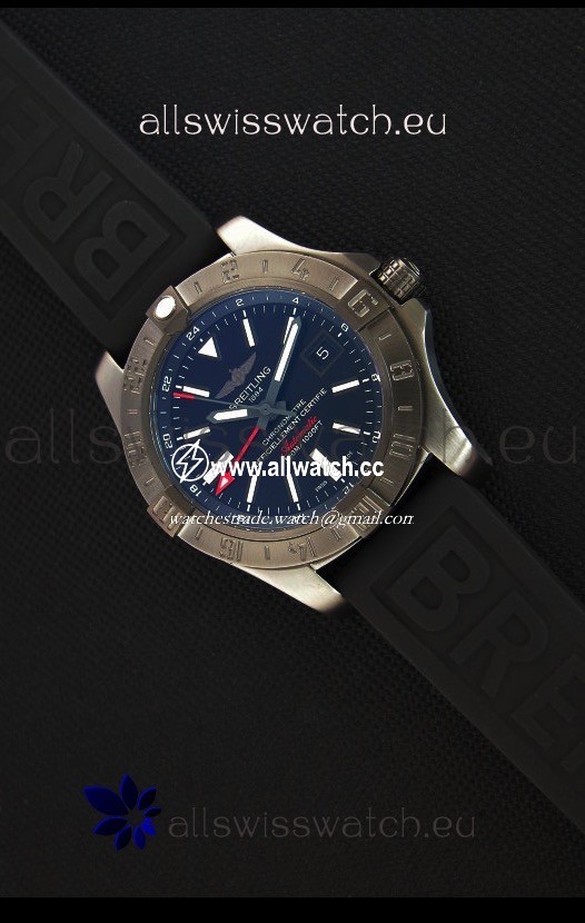 Breitling Avenger II BlackSteel GMTRubber Strap 1:1 Mirror