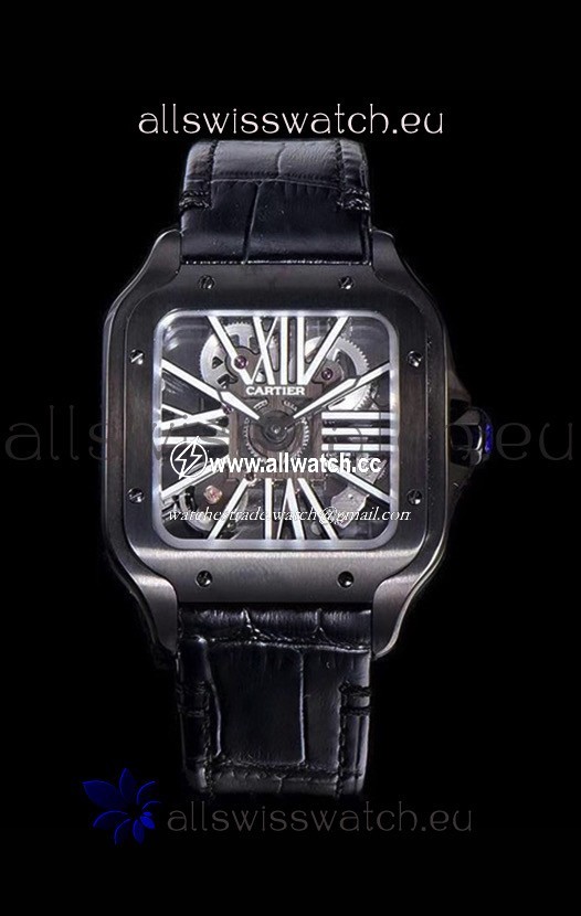 Cartier Santos DUMONT Skeleton in Black DLC Coated Casing Movement