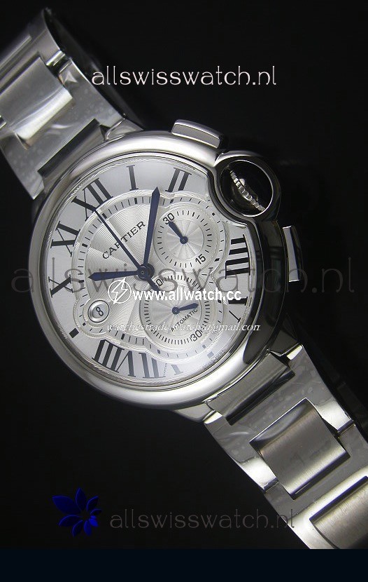 Ballon De Cartier Chronograph in Stainless Steel Case White Dial - 1:1 Mirror