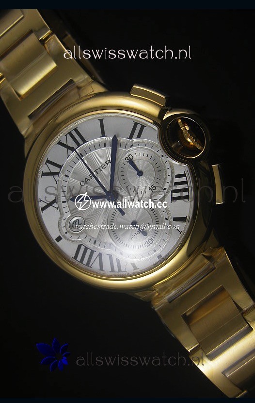Ballon De Cartier Chronograph in Yellow Gold Case - 1:1 Mirror