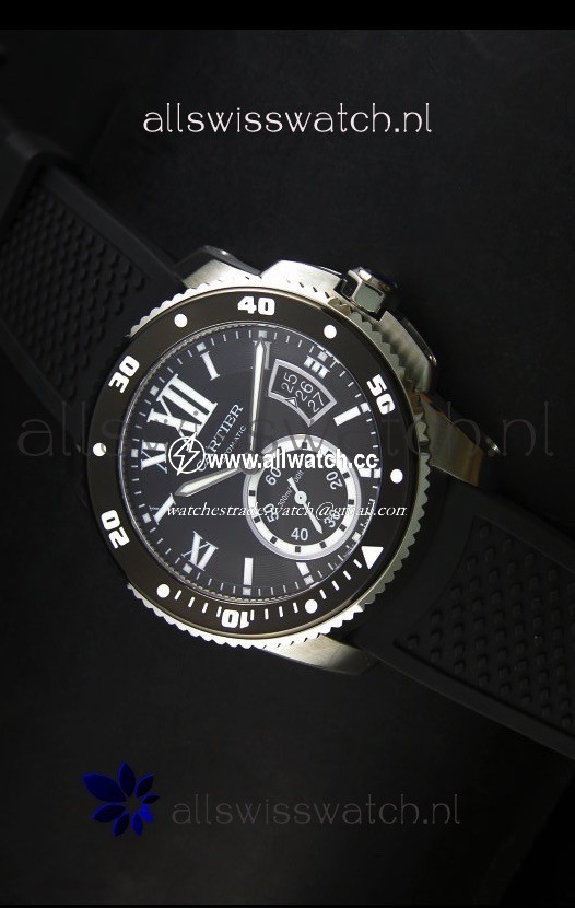 Calibre De Cartier 42MM Black Dial Steel Case - 1:1 Mirror
