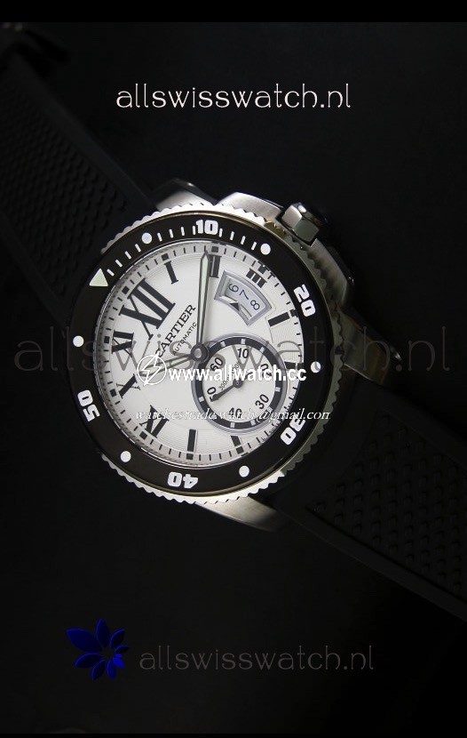 Calibre De Cartier 42MM White Dial Steel Case - 1:1 Mirror