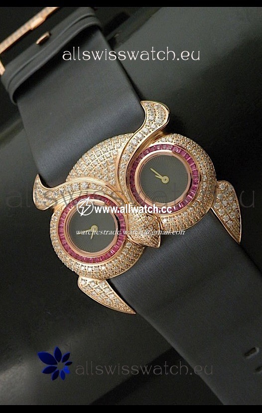 Chopard Animal World Ladies Owl Black Full Diamond with Gold Plating