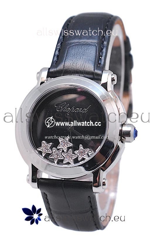 Chopard Happy Sport Star Shaped Diamonds in Black Strap