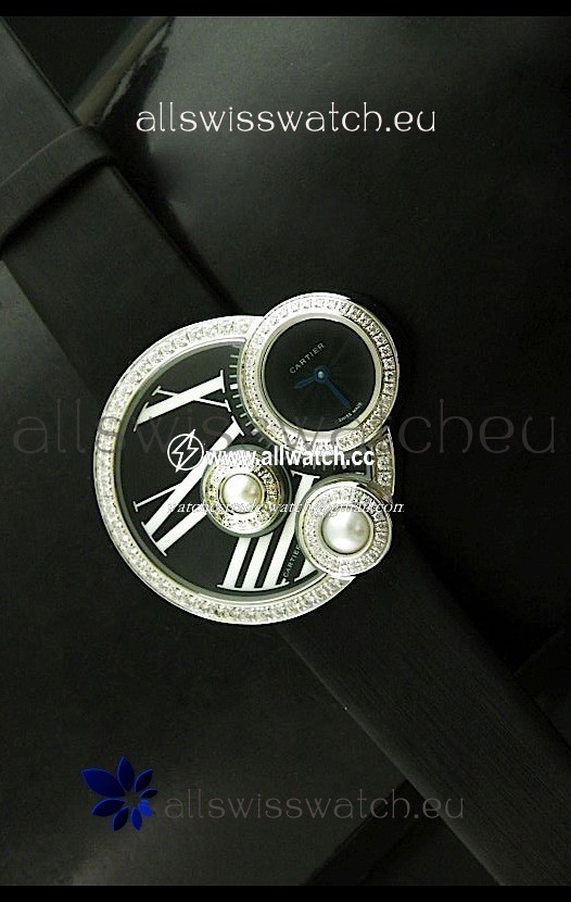 Cartier Jewellery Pearl Diamond in Black Dial