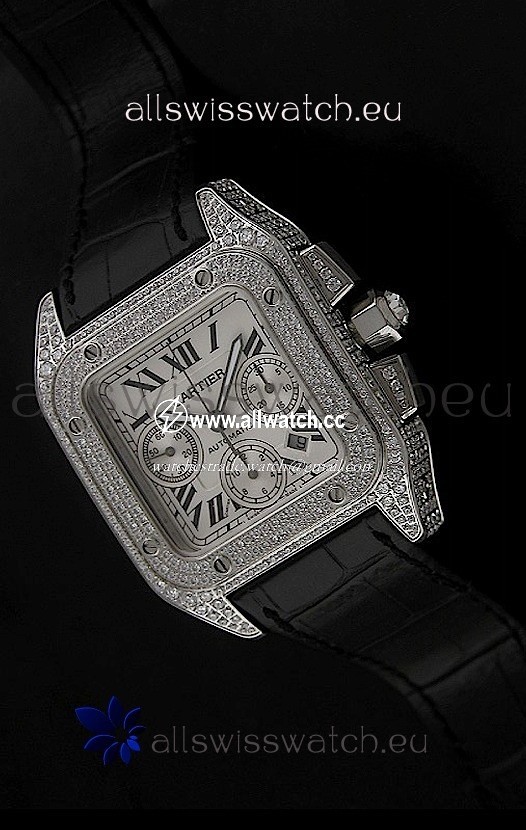 Cartier Santoswith Diamonds Embedded Casing