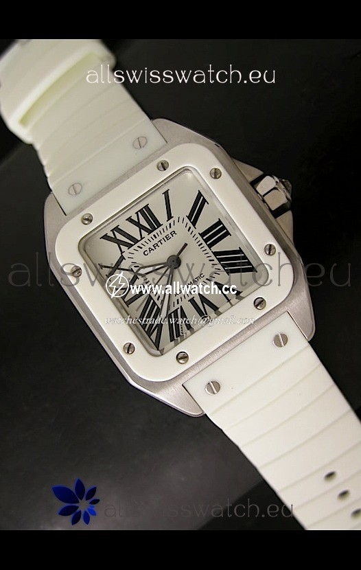 Cartier Santos 100 Ladies Automatic in White