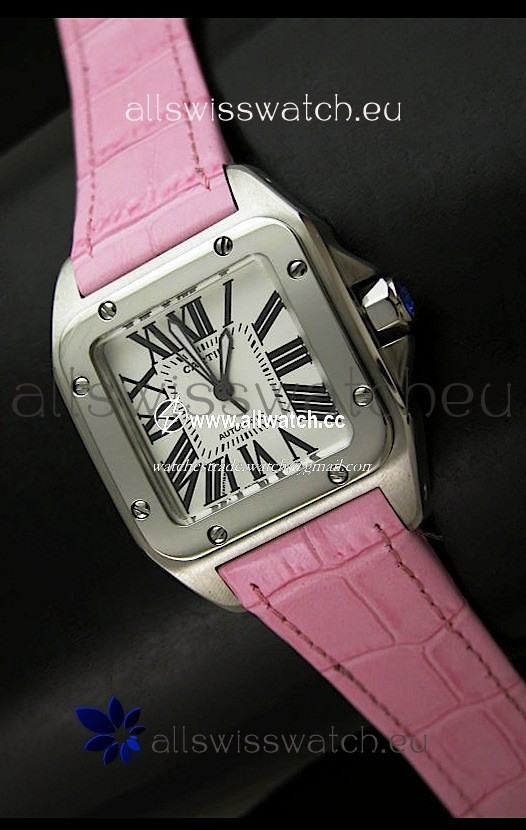 Cartier Santos Automatic in Pink Strap