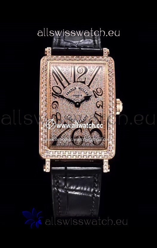 Franck Muller Long Island Color Dreams Pink Gold in Black Strap