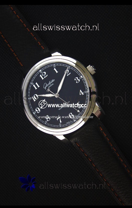 Glashuette Senator Excellence Black Dial Steel Case