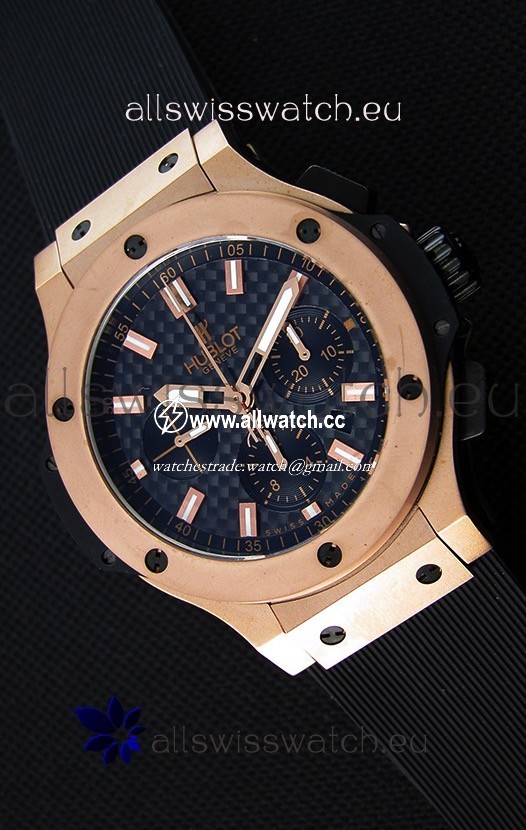 Hublot Big Bang Carbon Dial Pink Gold Case: 1:1 Mirror