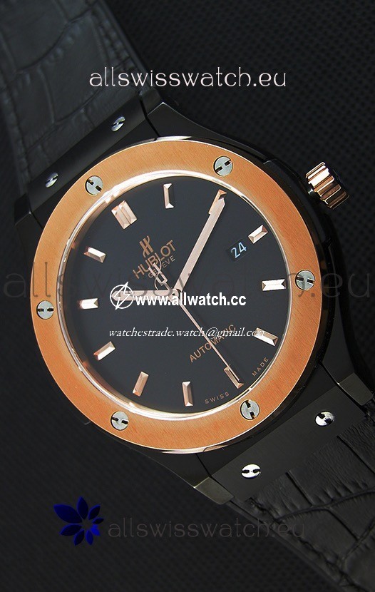 Hublot Classic Fusion Ceramic King Gold Black Dial- 1:1 Mirror