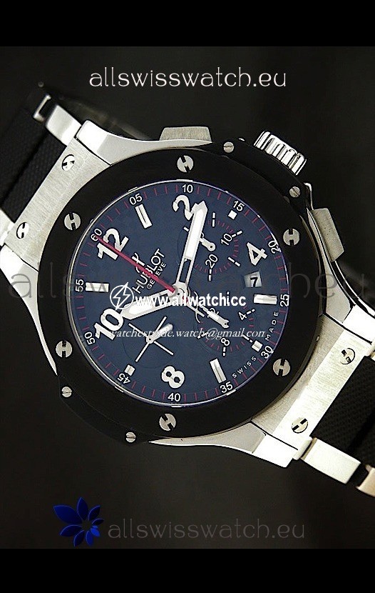 Hublot Big Bang Steel/Rubber Strap in Black Dial Ceramic Bezel