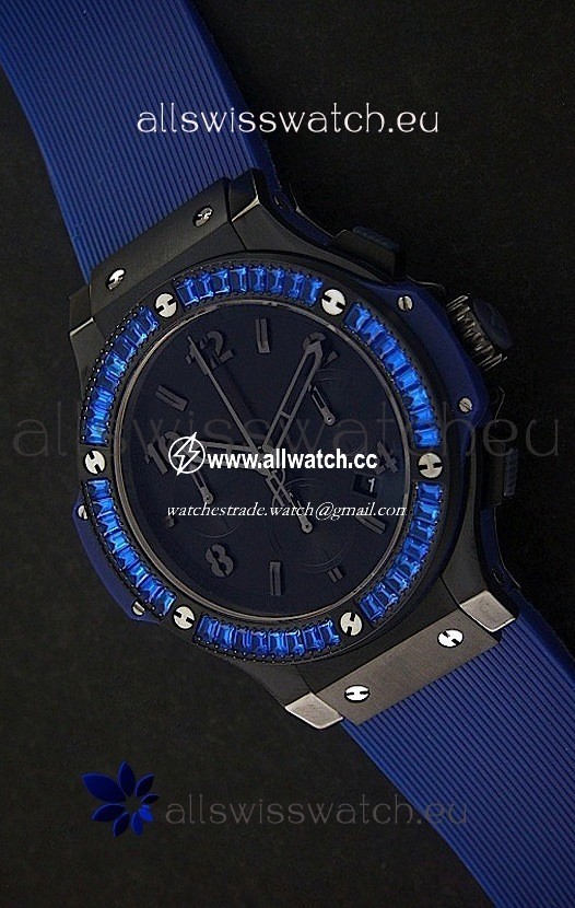 Hublot Big Bang Limited Edition All Black in Blue Dial