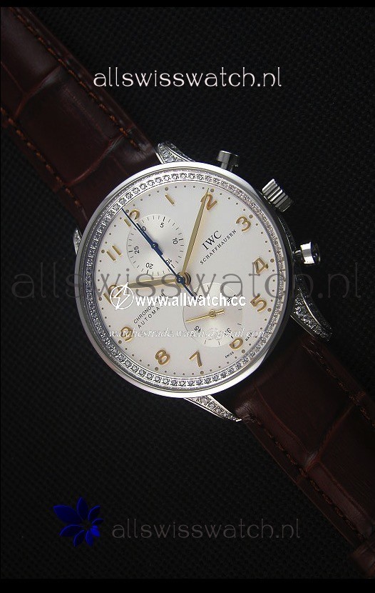 IWC Portuguese Chronograph Stainless Steel with Diamonds 1:1 Mirror