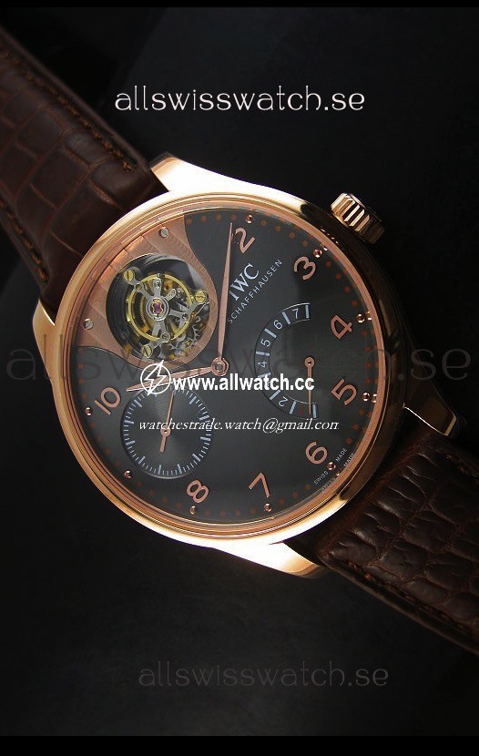 IWC IW504602 Portugieser Tourbillon Rose Gold in Grey Dial