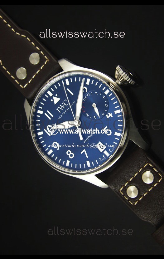IWC Big Pilot IW500901 - Functional Power Reserve Brown Strap Blue Dial 1:1 Mirror