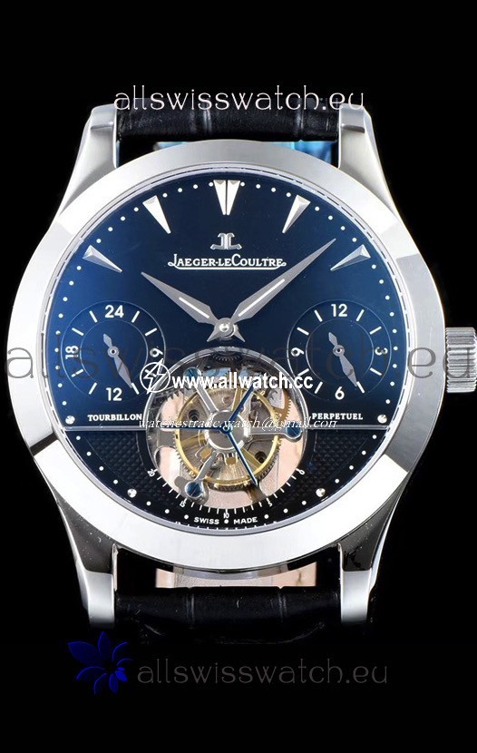 Jaeger LeCoultre Perpetual Tourbillon 904L Steel Case Black Dial