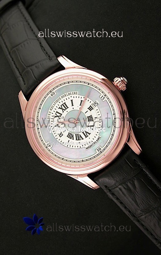 Montblanc Pure Mechanique Horlogere Rose Gold in Mop Blue Dial