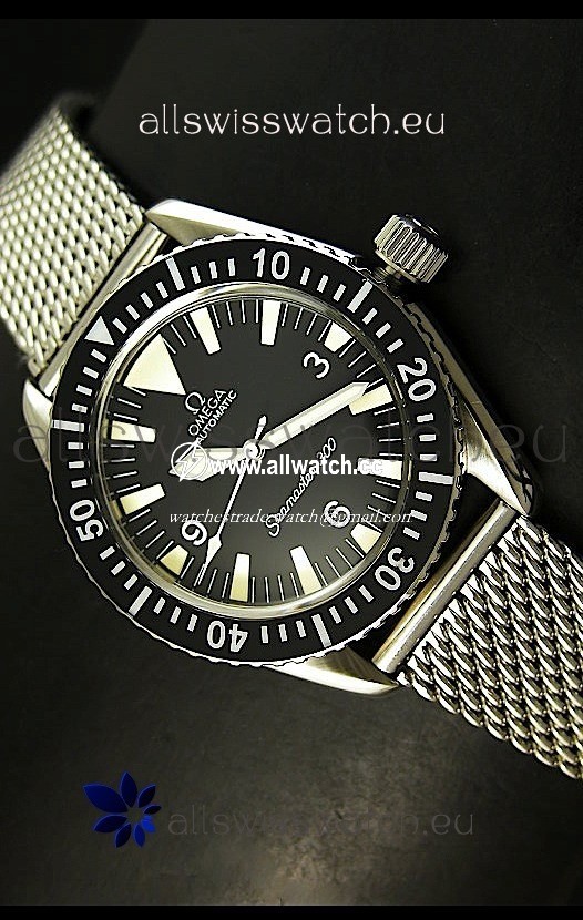 Omega Seamaster 300 Black Dial with Mesh Strap