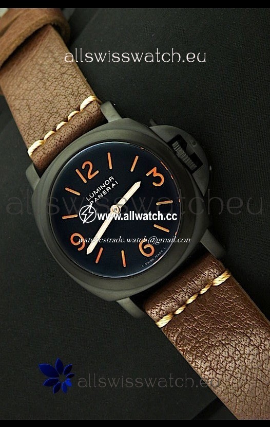 Panerai Luminor Marina Black Seal PVD in Dark Brown Strap