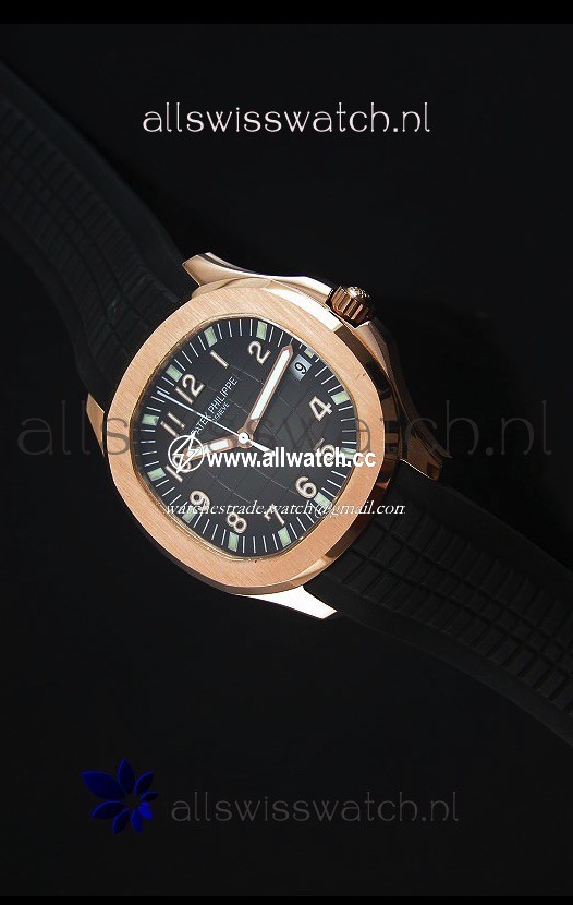 Patek Philippe Aquanaut Jumbo Rose Gold 1:1 Mirror - Black Colored Dial