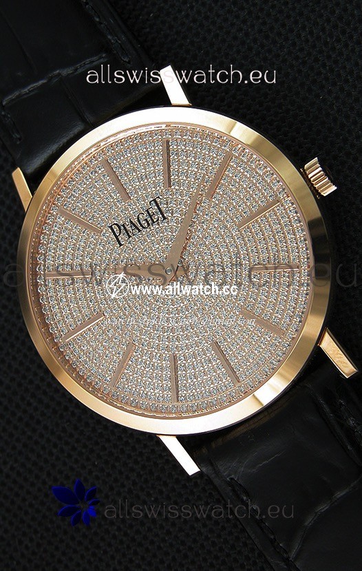Piaget Altiplano G0A36128 Paved Diam Dial Quartz in Pink Gold Case
