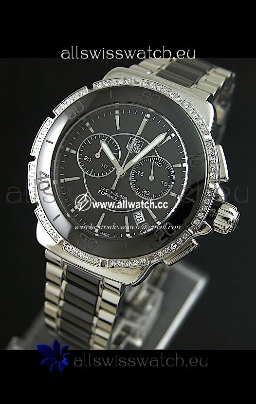 Tag Heuer Formula 1 Chronograph Ceramic Ladies in Diamond Bezel