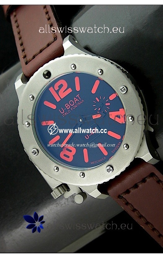U Boat U-42 Diver Titanium in Red Markers