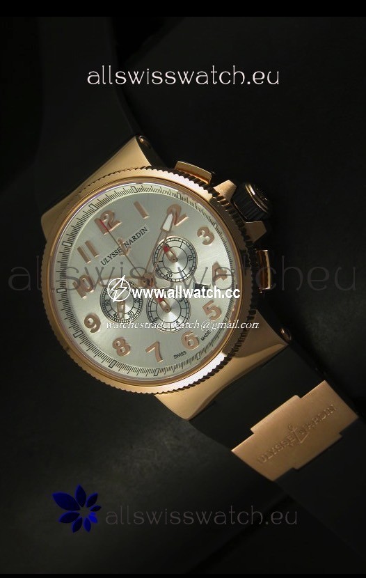 Ulysse Nardin Marine Chronograph Rose Gold Steel Arabic Black Dial - 1:1 Mirror