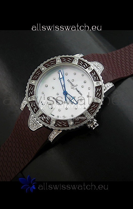 Ulysse Nardin Lady Diver White Starry Night Automatic in Brown Strap