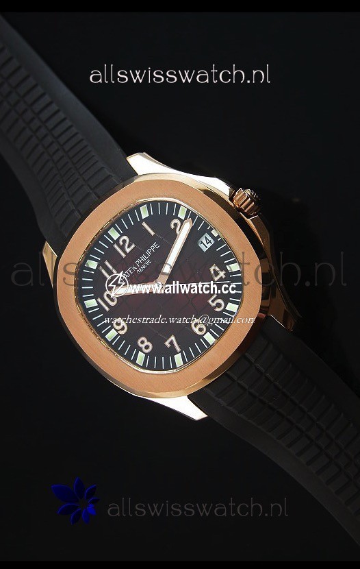 Patek Philippe Aquanaut Jumbo Rose Gold 1:1 Mirror - Wine Colored Dial