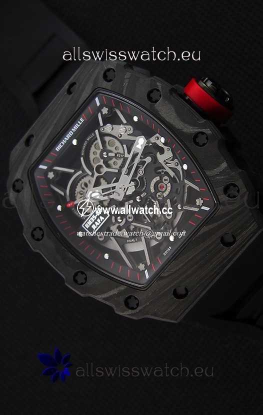 Richard Mille RM35-2 Rafael Nadal Forged Carbon Case with Black Rubber Strap
