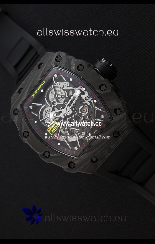 Richard Mille RM35-2 Rafael Nadal Forged Carbon Case with Black Rubber Strap
