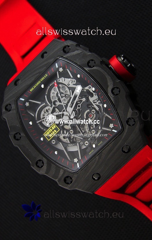 Richard Mille RM35-2 Rafael Nadal Forged Carbon Case with Red Rubber Strap