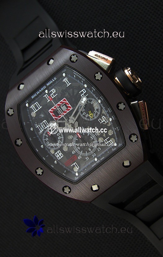 Richard Mille RM011-FM Felipe Massa One Piece Ceramic Case in Black Strap