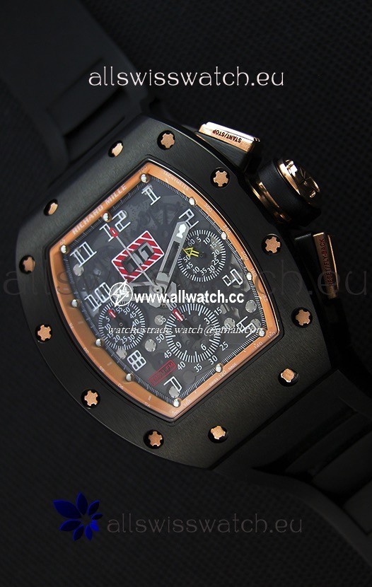 Richard Mille RM011-FM Felipe Massa Black Ceramic Case in Black Strap