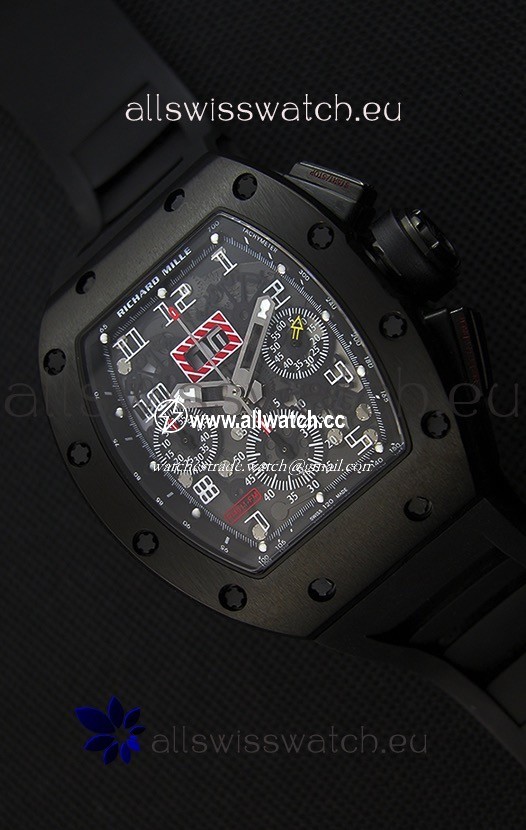 Richard Mille RM011-FM Felipe Massa Black Ceramic Case in Black Strap