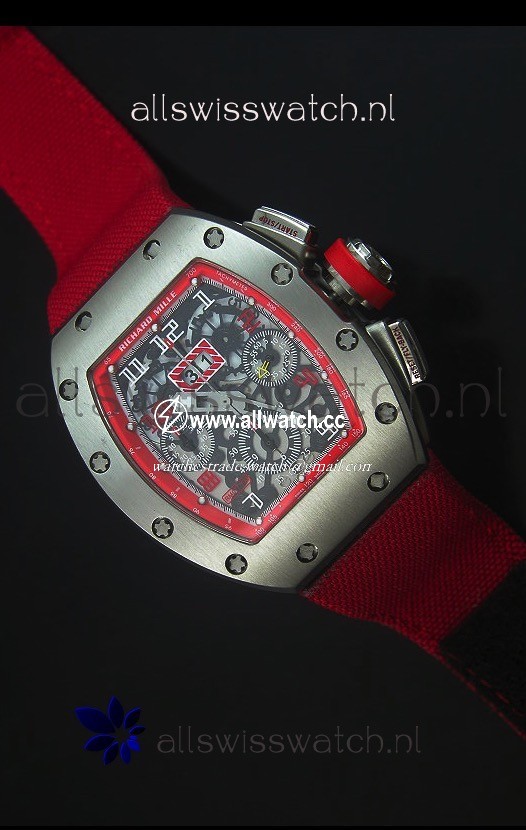 Richard Mille RM011 Filipe Massa Titanium Casein Red Nylon Strap