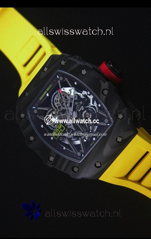 Richard Mille RM035-2 Rafael Nadal Forged Carbon Case with Yellow Rubber Strap