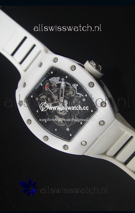 Richard Mille RM055 White Ceramic Case in Black Inner Bezel