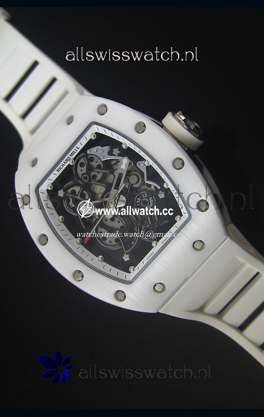 Richard Mille RM055 White Ceramic Case in White Inner Bezel