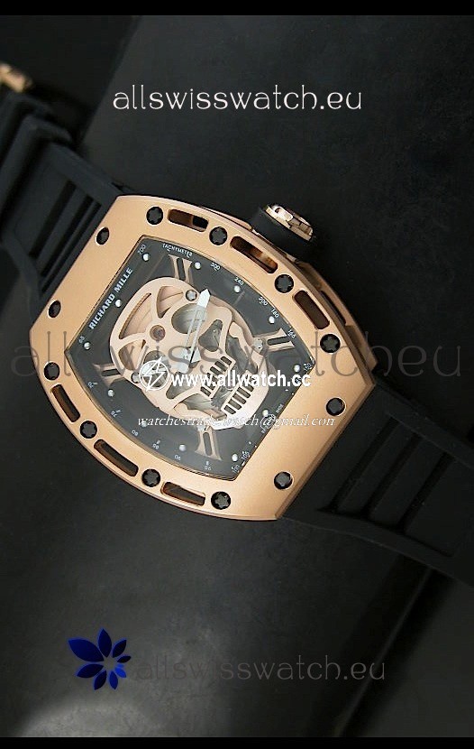 Richard Mille RM052 Skull Tourbillonin Pink Gold Casing