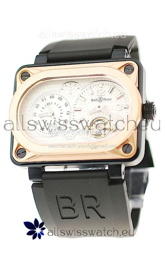 Bell and Ross BR Minuteur Tourbillon Gold in White Dial