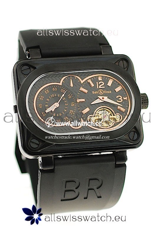 Bell and Ross BR Minuteur Tourbillon PVD in Rose Gold Markers