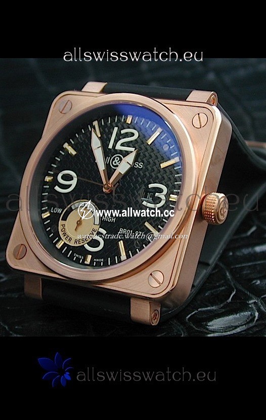 Bell and Ross BR01 97 Power Reserve Rose Gold in Black Dial