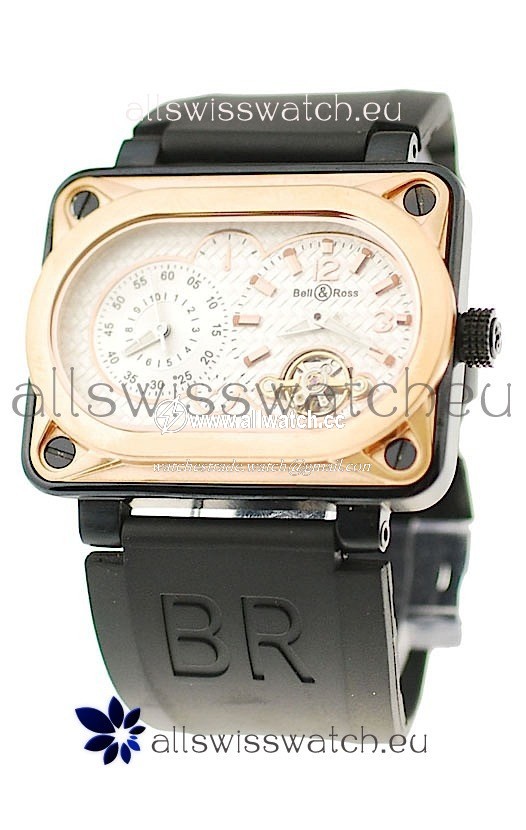 Bell and Ross BR Minuteur Tourbillon Gold in White Dial