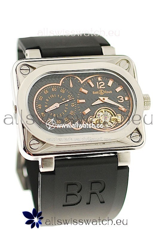 Bell and Ross BR Minuteur Tourbillon PVD in Rose Gold Markers