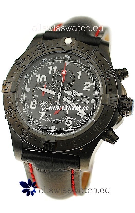 Breitling Chronograph Chronometre PVD in Black Strap